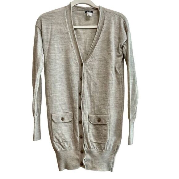 J. Crew Merino Wool Button Up Tunic Cardigan XS - Picture 1 of 8